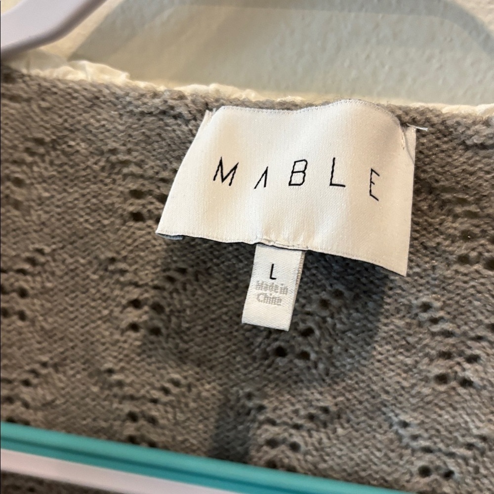 Mable Adley Lace Collar Cardigan Gray Cable Knit Eyelet Collar Large - Picture 4 of 10
